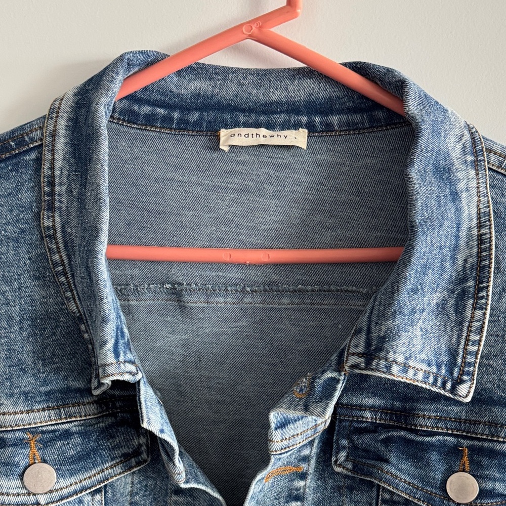 Denim Button-Down Mini Dress - Picture 2 of 6